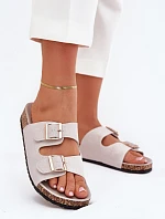 Dámské sandály se zlatými sponami a švy šedé Lunera