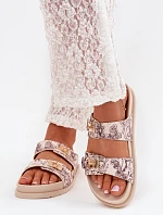 Vzorované Dámské Pantofle Na Platformě Béžové Sorina