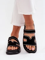 Dámské Pantofle S Dekorací Na Platformě Černé Delyna