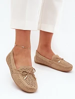 Dámské mokasíny s perforovaným vzorem a šněrováním Khaki Mirisa