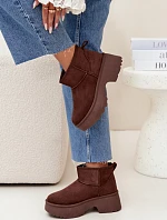 Dámské Nízké Sněhule Na Klínku S Teplým Kožíškem Hnědé Mavelle