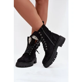 Dámské workery s krystaly na černé model 21708179 - Boto Dámské workery s krystaly na černé model 21708179 - Boto