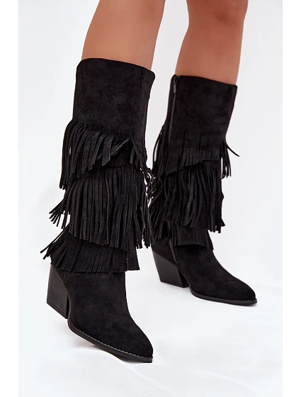 Kůže Boty Kovbojky Dámské S Černé model 21710933 - Boto