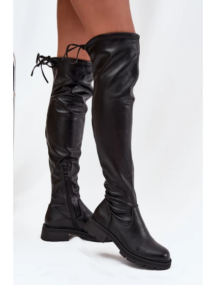 Dámské kozačky nad koleno s šněrováním černé Rylissa Dámské kozačky nad koleno s šněrováním černé Rylissa