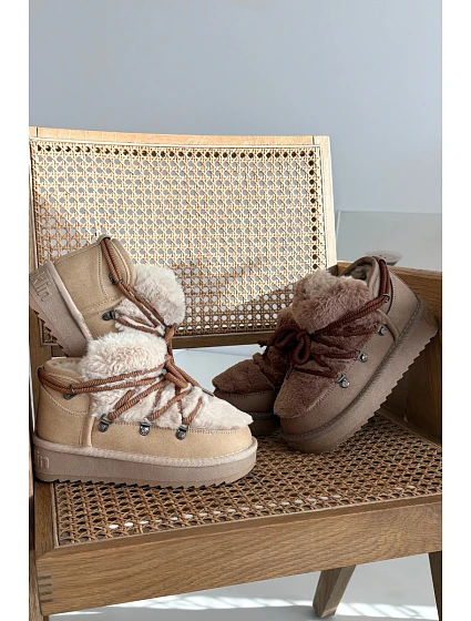 Dětské a sněhule s kožešinou D  Béžové model 21714083 - D.Franklin