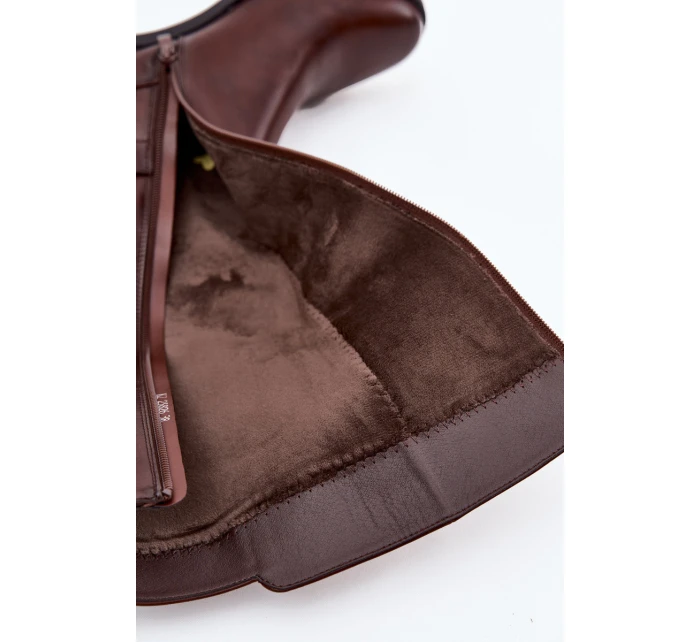 Zateplené dámské kozačky na klínku se řemínkem Sergio Leone KZ25826 hnědé Zateplené dámské kozačky na klínku se řemínkem Sergio Leone KZ25826 hnědé