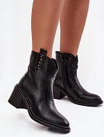 Zateplené dámské kotníkové boty na podpatku černé Brilynn