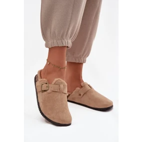 Dámské nazouváky s teplou podšívkou s přezkou Béžové Sylisse Dámské nazouváky s teplou podšívkou s přezkou Béžové Sylisse