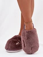 Kožešinové dámské pantofle tmavě fialové Belinna