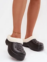 Pěnové dámské pantofle s vyhřívaným kožíškem Černé Palvine