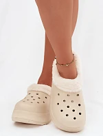 Pěnové dámské pantofle s teplou kožešinou béžové Palvine