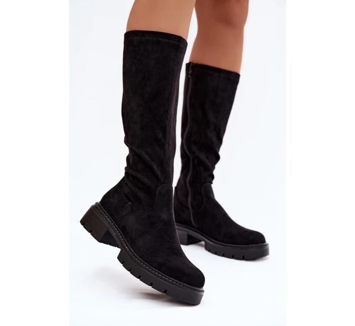 Dámské kozačky z eko semiše černé Oceana Dámské kozačky z eko semiše černé Oceana