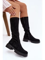 Dámské kozačky z eko semiše černé Oceana Dámské kozačky z eko semiše černé Oceana