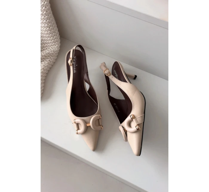 Dámské sandály na s ozdobným detailem světle béžové model 21900445 - Boto Dámské sandály na s ozdobným detailem světle béžové model 21900445 - Boto