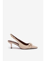 Dámské sandály na s ozdobným detailem světle béžové model 21900445 - Boto Dámské sandály na s ozdobným detailem světle béžové model 21900445 - Boto