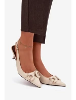 Dámské sandály na s ozdobným detailem světle béžové model 21900445 - Boto Dámské sandály na s ozdobným detailem světle béžové model 21900445 - Boto