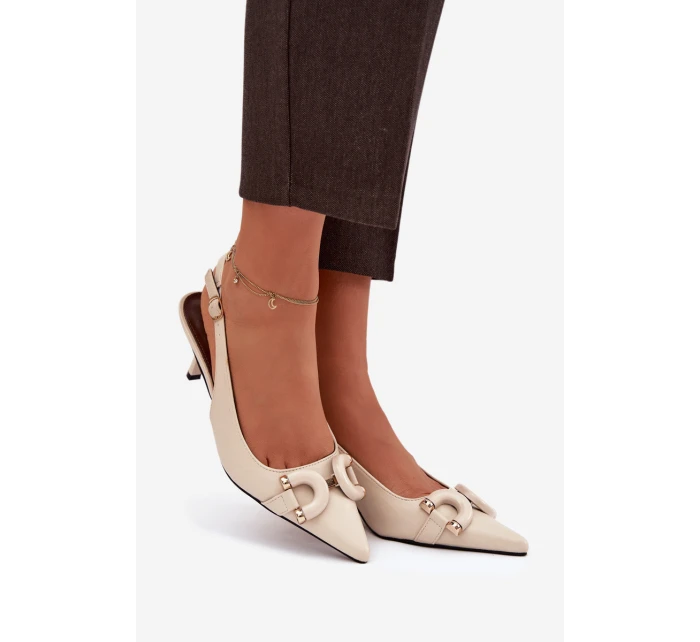 Dámské sandály na s ozdobným detailem světle béžové model 21900445 - Boto Dámské sandály na s ozdobným detailem světle béžové model 21900445 - Boto
