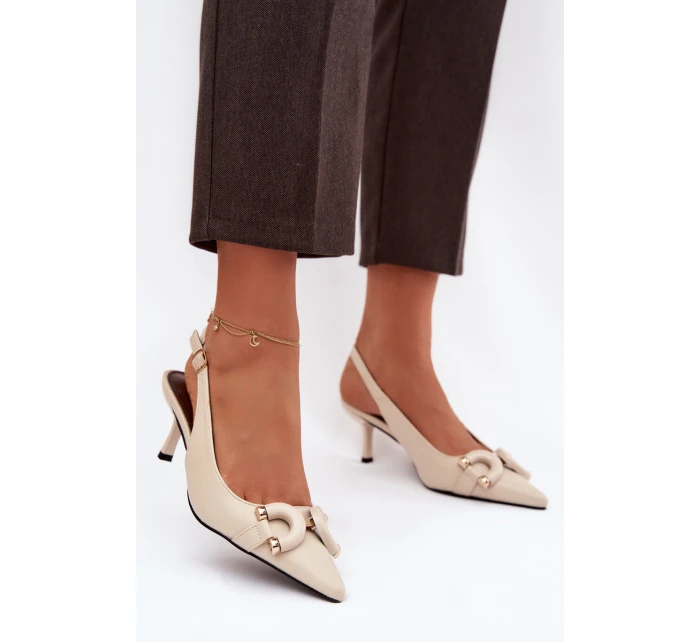 Dámské sandály na s ozdobným detailem světle béžové model 21900445 - Boto Dámské sandály na s ozdobným detailem světle béžové model 21900445 - Boto