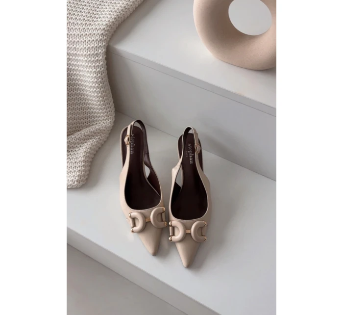 Dámské sandály na s ozdobným detailem světle béžové model 21900445 - Boto Dámské sandály na s ozdobným detailem světle béžové model 21900445 - Boto