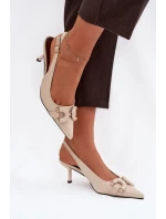 Dámské sandály na s ozdobným detailem světle béžové model 21900445 - Boto Dámské sandály na s ozdobným detailem světle béžové model 21900445 - Boto