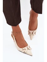 Dámské sandály na s ozdobným detailem světle béžové model 21900445 - Boto Dámské sandály na s ozdobným detailem světle béžové model 21900445 - Boto
