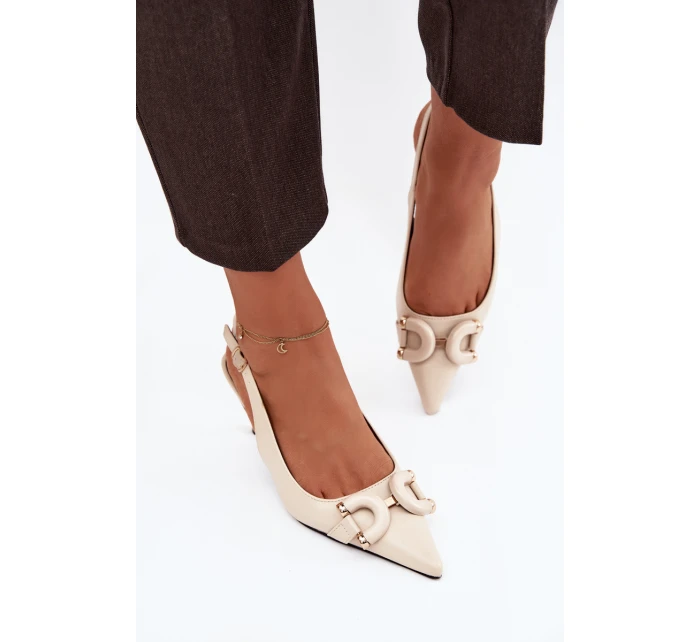 Dámské sandály na s ozdobným detailem světle béžové model 21900445 - Boto Dámské sandály na s ozdobným detailem světle béžové model 21900445 - Boto