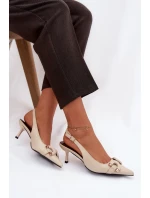 Dámské sandály na s ozdobným detailem světle béžové model 21900445 - Boto Dámské sandály na s ozdobným detailem světle béžové model 21900445 - Boto