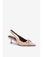 Dámské sandály na s ozdobným detailem světle béžové model 21900445 - Boto Dámské sandály na s ozdobným detailem světle béžové model 21900445 - Boto