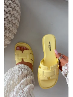 Dámské pantofle na ploché podrážce Žluté Lorania