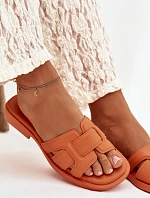 Dámské pantofle na plochém podpatku oranžové Lorania