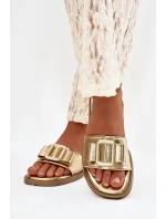 Dámské nazouváky na ploché podrážce s zlatým přezkou Melivra Dámské nazouváky na ploché podrážce s zlatým přezkou Melivra