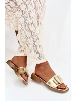 Dámské nazouváky na ploché podrážce s zlatým přezkou Melivra Dámské nazouváky na ploché podrážce s zlatým přezkou Melivra