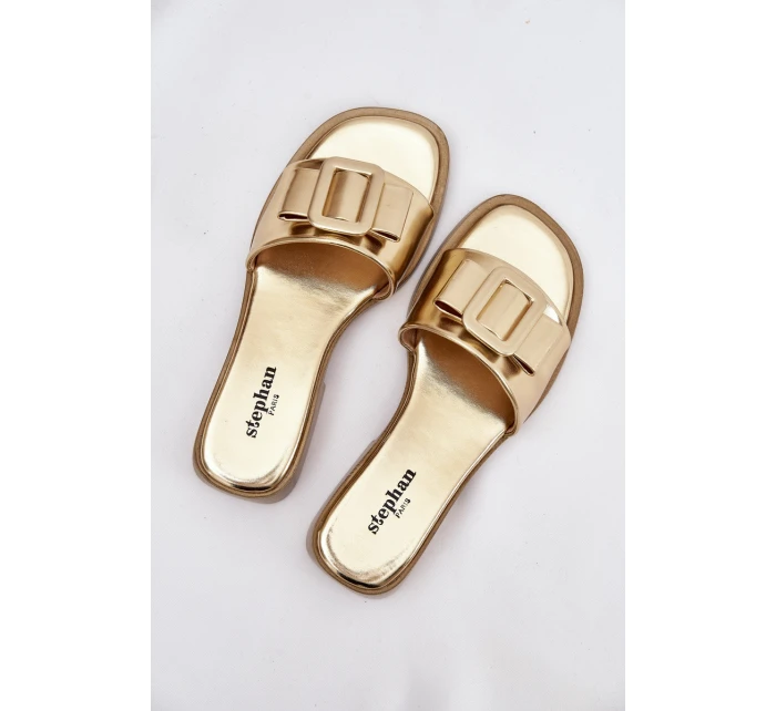 Dámské nazouváky na ploché podrážce s zlatým přezkou Melivra Dámské nazouváky na ploché podrážce s zlatým přezkou Melivra