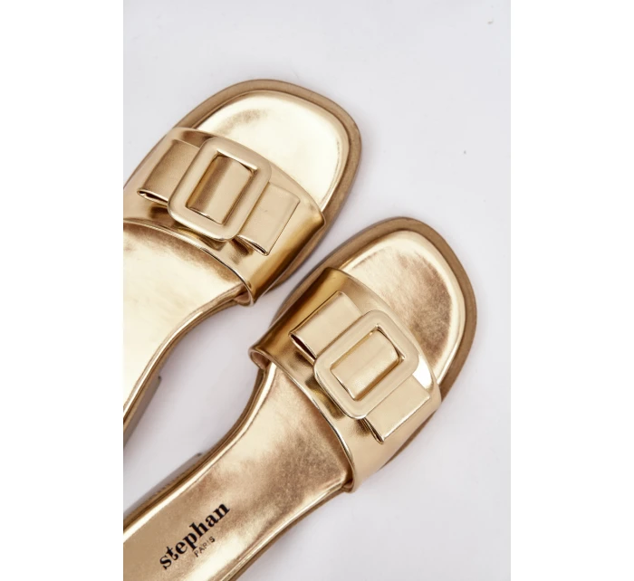 Dámské nazouváky na ploché podrážce s zlatým přezkou Melivra Dámské nazouváky na ploché podrážce s zlatým přezkou Melivra