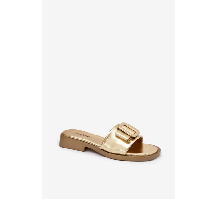 Dámské nazouváky na ploché podrážce s zlatým přezkou Melivra Dámské nazouváky na ploché podrážce s zlatým přezkou Melivra