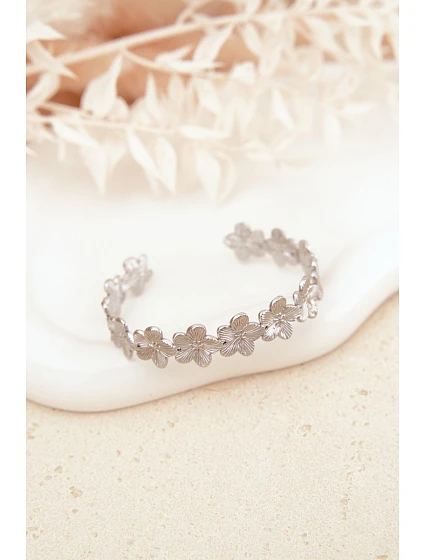 Dámský náramek ze nerezové oceli s květinkami stříbrný Dámský náramek ze nerezové oceli s květinkami stříbrný