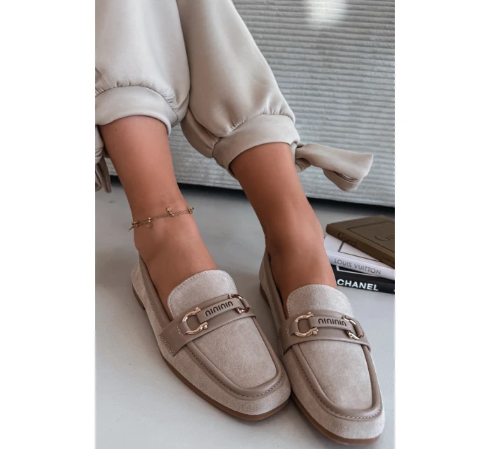 Mokasiny Loafersy Dámské S Ozdobným Prvkem Béžové Evelora Mokasiny Loafersy Dámské S Ozdobným Prvkem Béžové Evelora