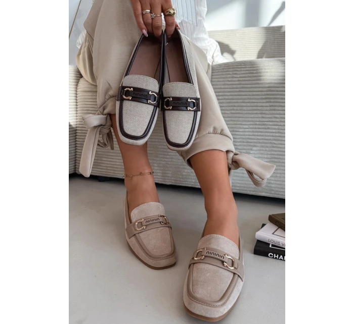 Mokasiny Loafersy Dámské S Ozdobným Prvkem Béžové Evelora Mokasiny Loafersy Dámské S Ozdobným Prvkem Béžové Evelora