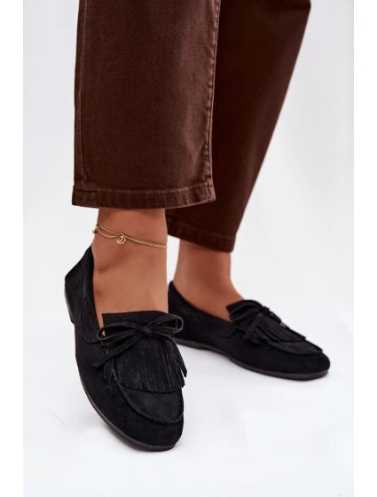 Dámské mokasíny s třásněmi černé model 21919027 - Boto