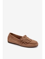 Dámské mokasíny s třásněmi světle hnědé model 21915087 - Boto Dámské mokasíny s třásněmi světle hnědé model 21915087 - Boto