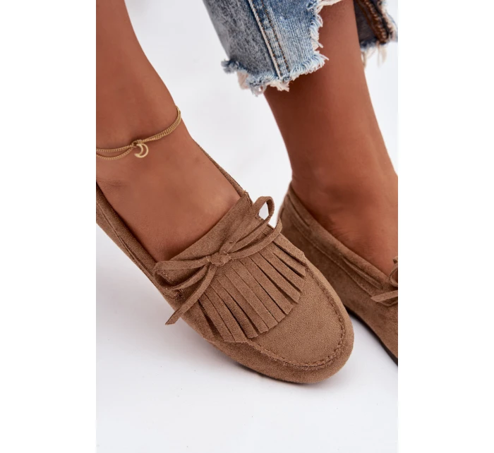 Dámské mokasíny s třásněmi světle hnědé model 21915087 - Boto Dámské mokasíny s třásněmi světle hnědé model 21915087 - Boto