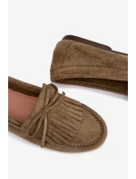 Dámské mokasíny s třásněmi zelené model 21915101 - Boto Dámské mokasíny s třásněmi zelené model 21915101 - Boto