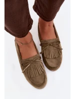 Dámské mokasíny s třásněmi zelené model 21915101 - Boto Dámské mokasíny s třásněmi zelené model 21915101 - Boto