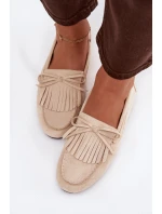 Dámské mokasíny s třásněmi světle béžové model 21915108 - Boto Dámské mokasíny s třásněmi světle béžové model 21915108 - Boto