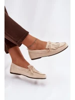 Dámské mokasíny s třásněmi světle béžové model 21915108 - Boto Dámské mokasíny s třásněmi světle béžové model 21915108 - Boto
