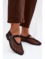 Síťované baleríny s páskem černé Pherina