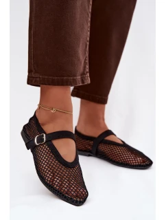 Síťované baleríny s páskem černé Pherina