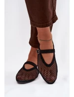 Síťované baleríny s páskem černé Pherina