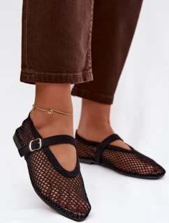 Síťované baleríny s páskem černé Pherina