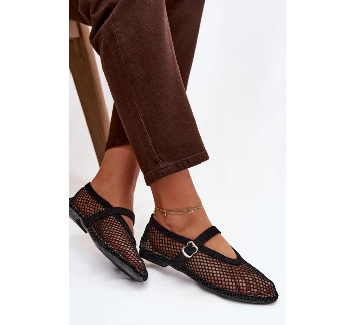 Síťované baleríny s páskem černé Pherina Síťované baleríny s páskem černé Pherina